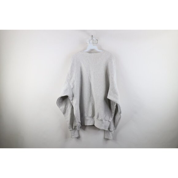 Vtg 90s Champion Reverse Weave Mens Large OMG Roofing Crewneck Sweatshirt Gray - Picture 10 of 12